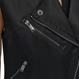 DKNY Faux Leather Moto Vest in Black
