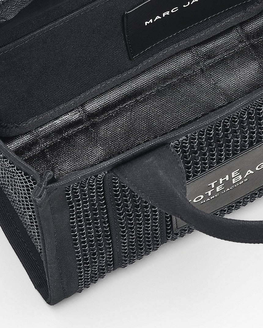 MARC JACOBS THE CRYSTAL CANVAS SMALL TOTE BAG IN BLACK