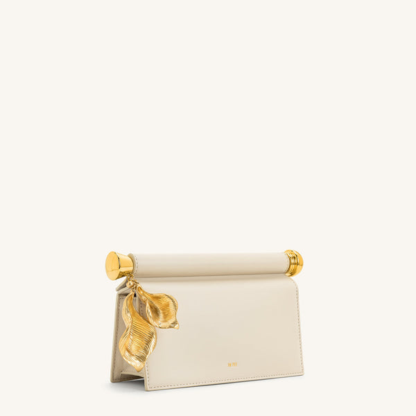Holly Metal Pendant Embellished Clutch - White