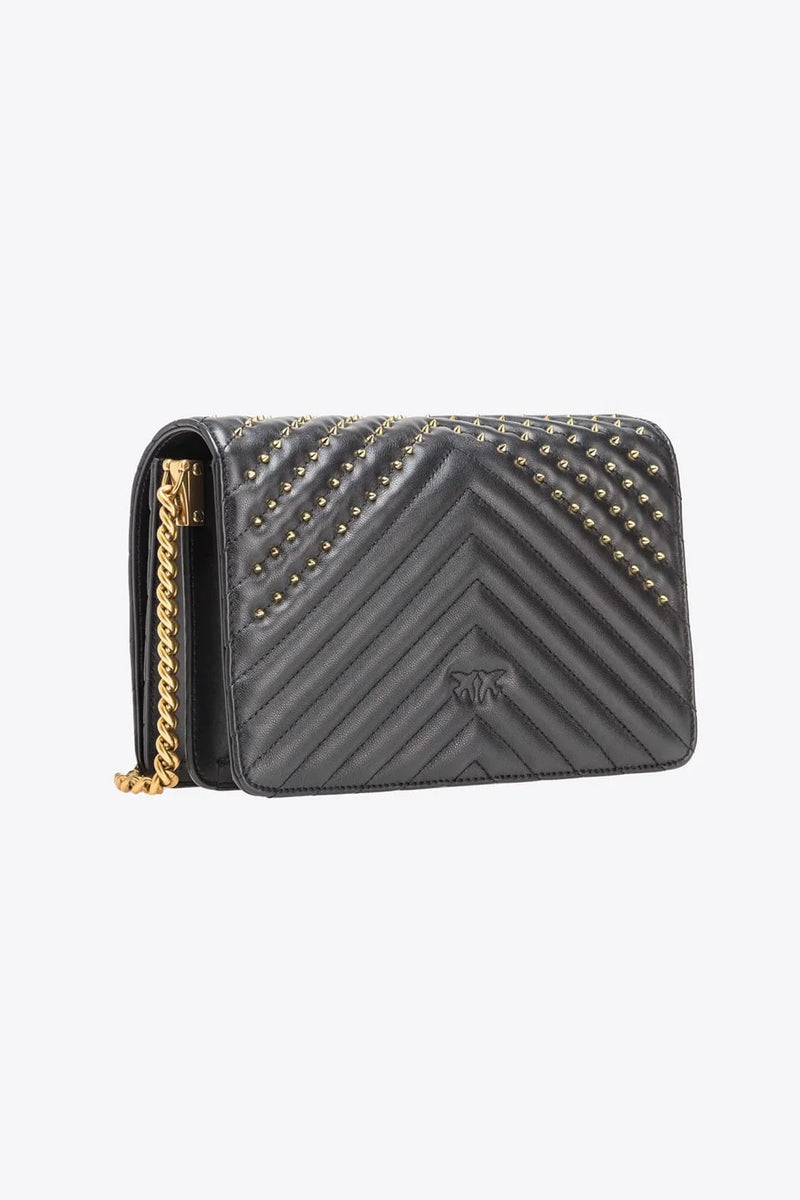 PINKO Classic Lobe Bag Click Chevron Studs in Black