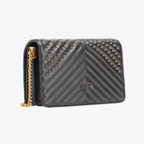 PINKO Classic Lobe Bag Click Chevron Studs in Black