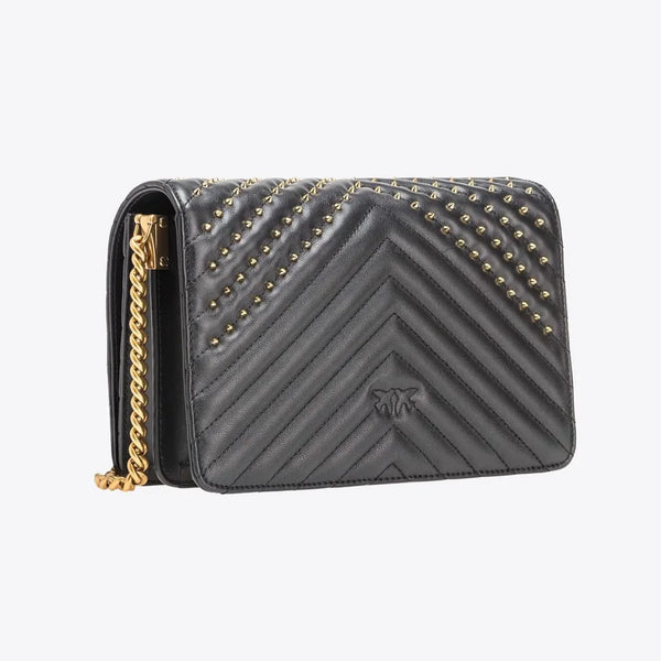 PINKO Classic Lobe Bag Click Chevron Studs in Black