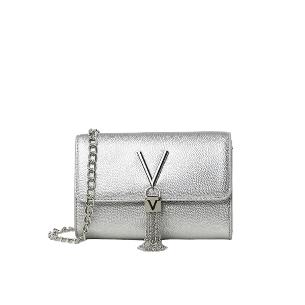 Valentino Silver Divina Cross-Body Chain Tassel Bag