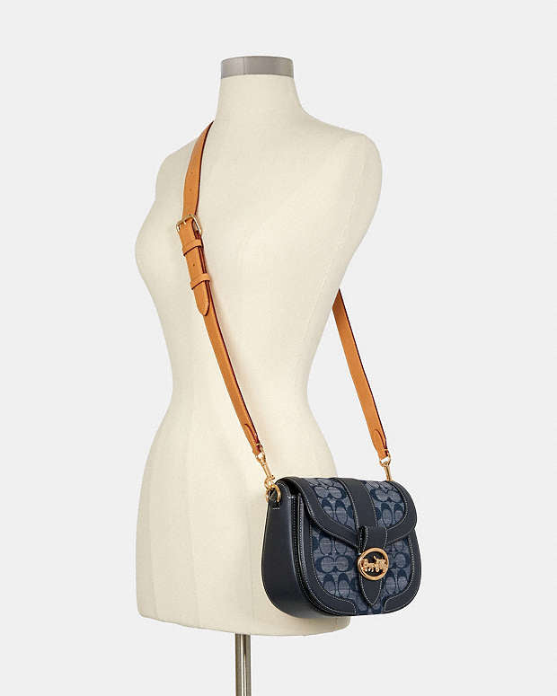 Coach Georgie Saddle Bag In Signature Chambray