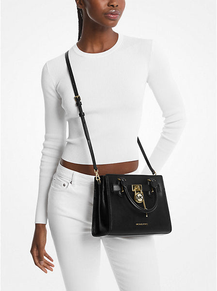 Michael Kors Hamilton Small Leather Satchel in Black