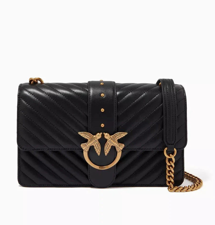PINKO Love Icon Classic Quilted Leather Shoulder Bag