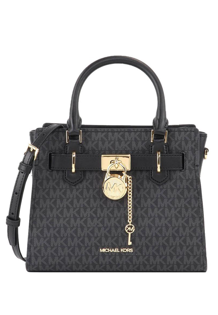MICHAEL KORS OUTLET HAMILTON Satchel Medium - MK Signature in black