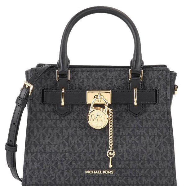 MICHAEL KORS OUTLET HAMILTON Satchel Medium - MK Signature in black