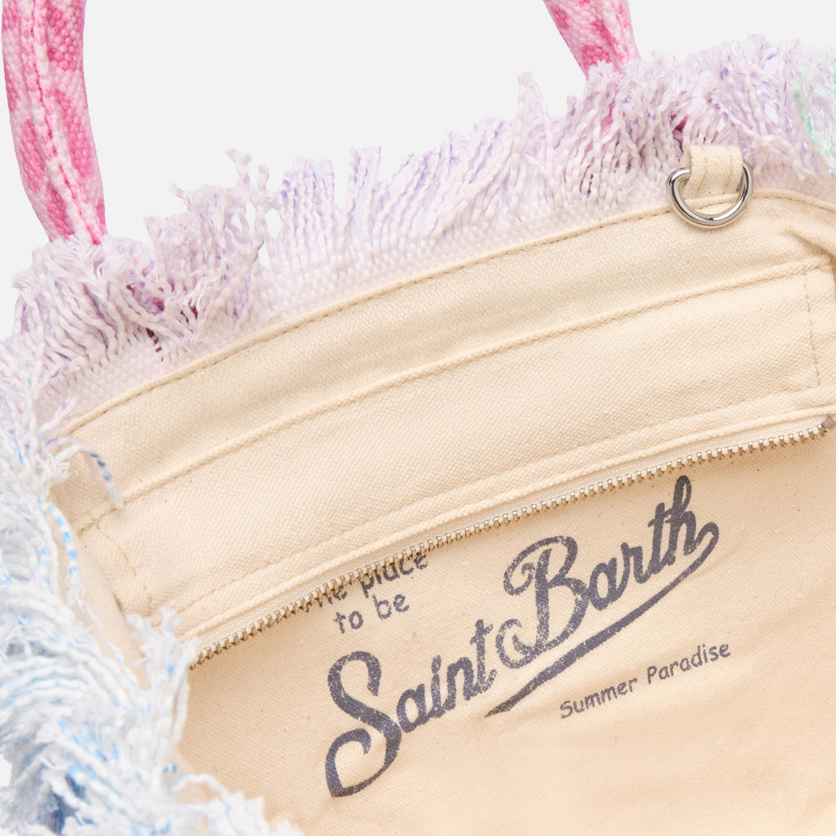 MC2 SAINT BARTH COLETTE COTTON CANVAS HANDBAG WITH MULTICOLOR ANIMALIER PRINT