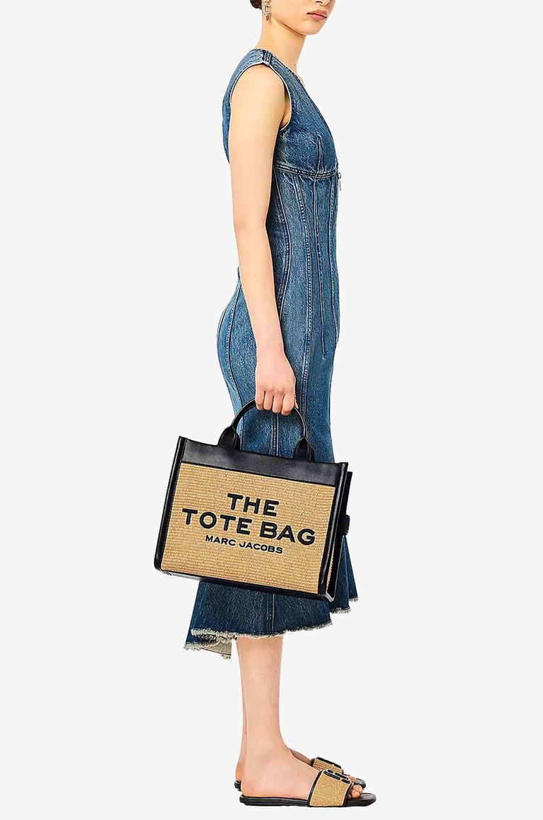 The Woven Medium Tote raffia and leather bag Marc Jacobs