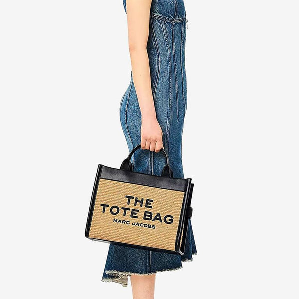 The Woven Medium Tote raffia and leather bag Marc Jacobs