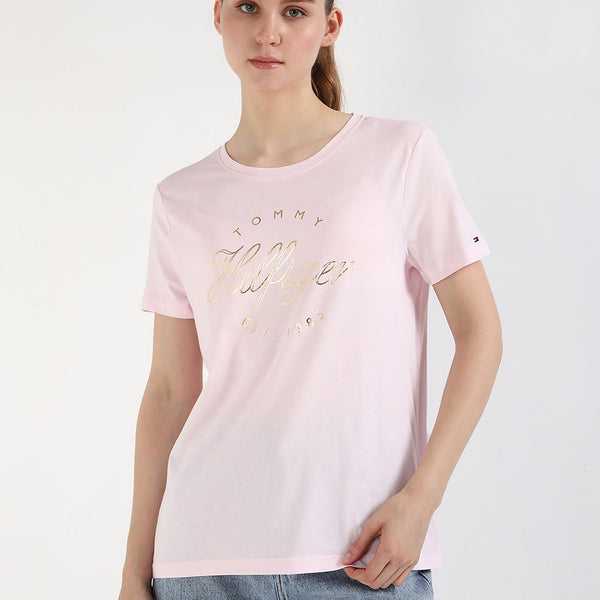 TOMMY HILFIGER Printed Regular Fit T-Shirt baby pink size M