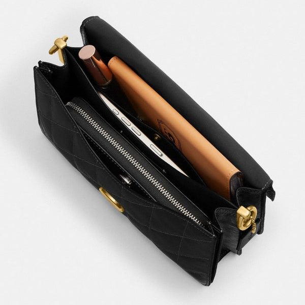 Coach Chain Tabby Shoulder Bag With Quilting in black