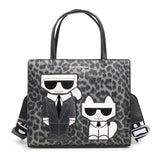 Karl Lagerfeld Paris Maybelle Satchel In Black/grey Leopard
