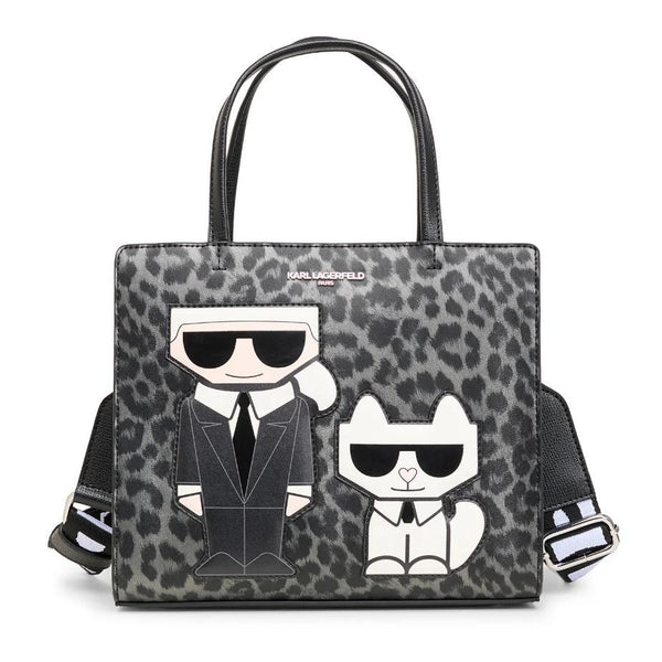 Karl Lagerfeld Paris Maybelle Satchel In Black/grey Leopard