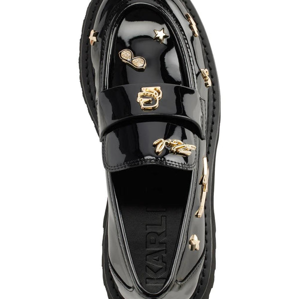 Karl Lagerfeld Paris Gaston Rocker Logo Appliqué Glossy Loafers 9M - 39.5 EU