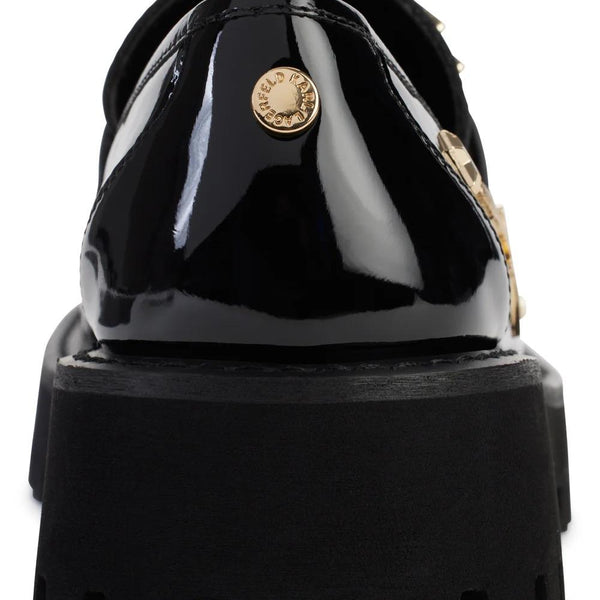 Karl Lagerfeld Paris Gaston Rocker Logo Appliqué Glossy Loafers 9M - 39.5 EU