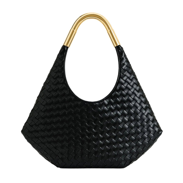 JW PEI Olivia Hand-Woven Metal Handle Hobo Bag in Black