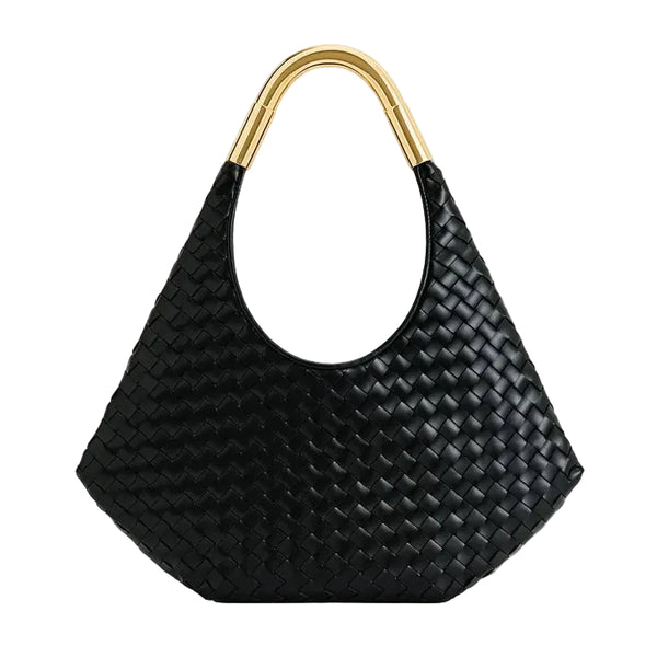 JW PEI Olivia Hand-Woven Metal Handle Hobo Bag-Black