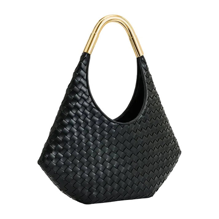 JW PEI Olivia Hand-Woven Metal Handle Hobo Bag-Black
