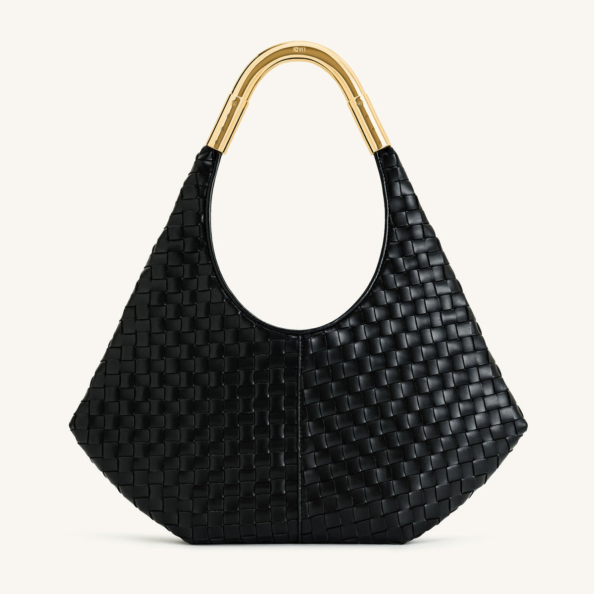 JW PEI Olivia Hand-Woven Metal Handle Hobo Bag in Black