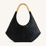 JW PEI Olivia Hand-Woven Metal Handle Hobo Bag in Black