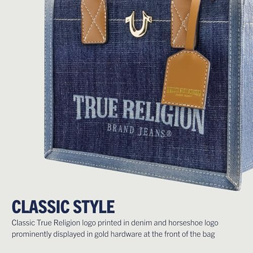 True Religion Bag for Women, small Handbag with Adjustable Shoulder Strap and Denim