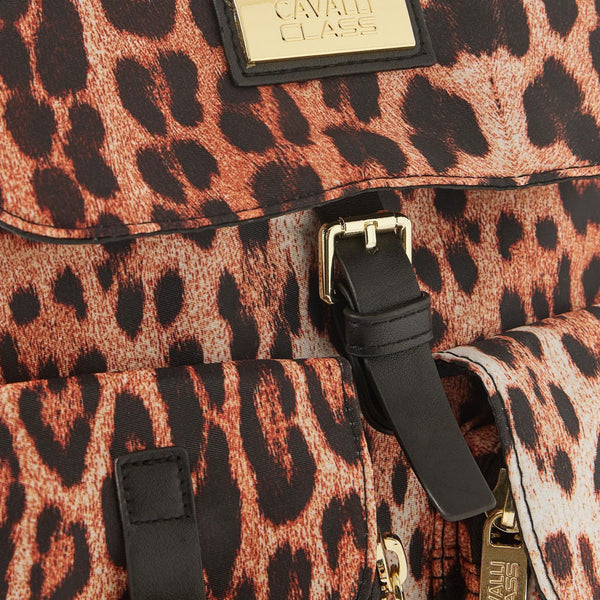 Cavalli Class Animal Print Backpack with Adjustable Straps and Buckle Closure