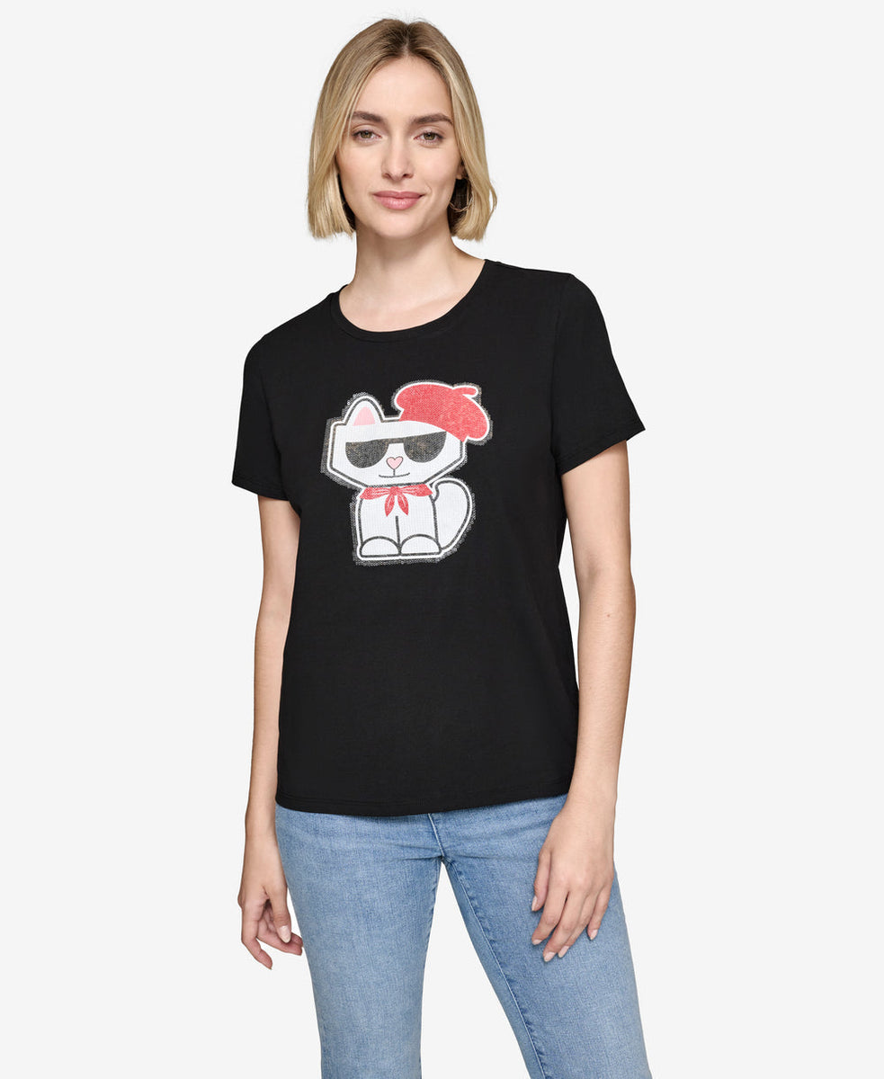 KARL LAGERFELD CHOUPETTE BERET TEE SIZE M/L