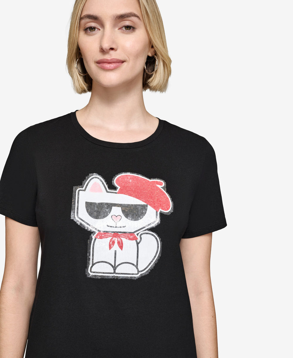 KARL LAGERFELD CHOUPETTE BERET TEE SIZE M/L