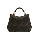 JW PEI Lucia Classic Top Handle Woven Bag In Dark Brown