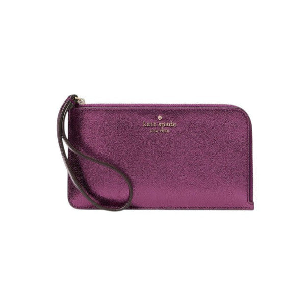 Kate Spade Lucy Medium L-zip Wristlet metallic purple