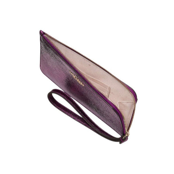 Kate Spade Lucy Medium L-zip Wristlet metallic purple