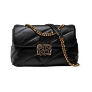 PINKO CLASSIC LOGO BAG PUFF MAXI QUILT JEWEL BUCKLE