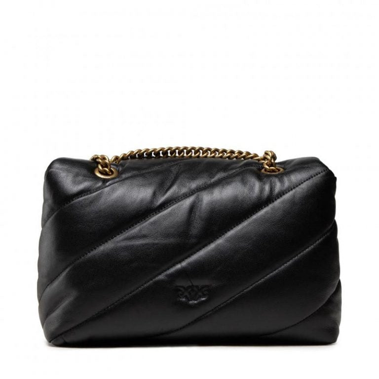 PINKO CLASSIC LOGO BAG PUFF MAXI QUILT JEWEL BUCKLE