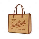 MC2 Saint Barth Vivian Medium Straw Tote Bag in Natural with Brown Trim