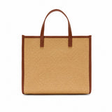 MC2 Saint Barth Vivian Medium Straw Tote Bag in Natural with Brown Trim