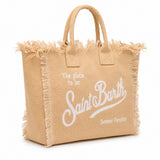 MC2 Saint Barth Colette White Canvas Bag with Fringes