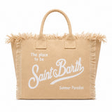 MC2 Saint Barth Colette White Canvas Bag with Fringes