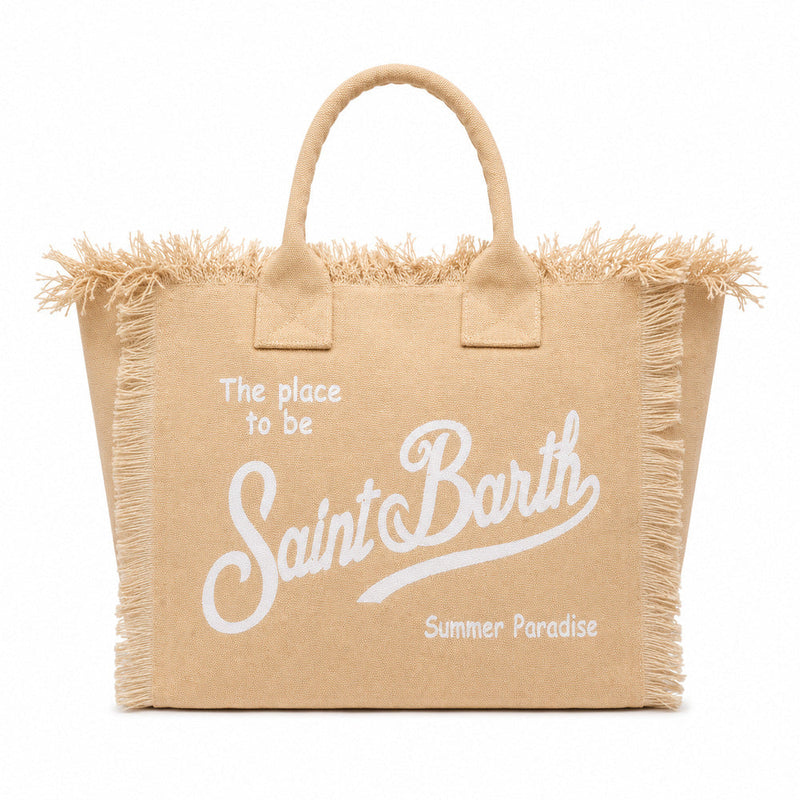 MC2 Saint Barth Colette White Canvas Bag with Fringes