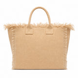MC2 Saint Barth Colette White Canvas Bag with Fringes