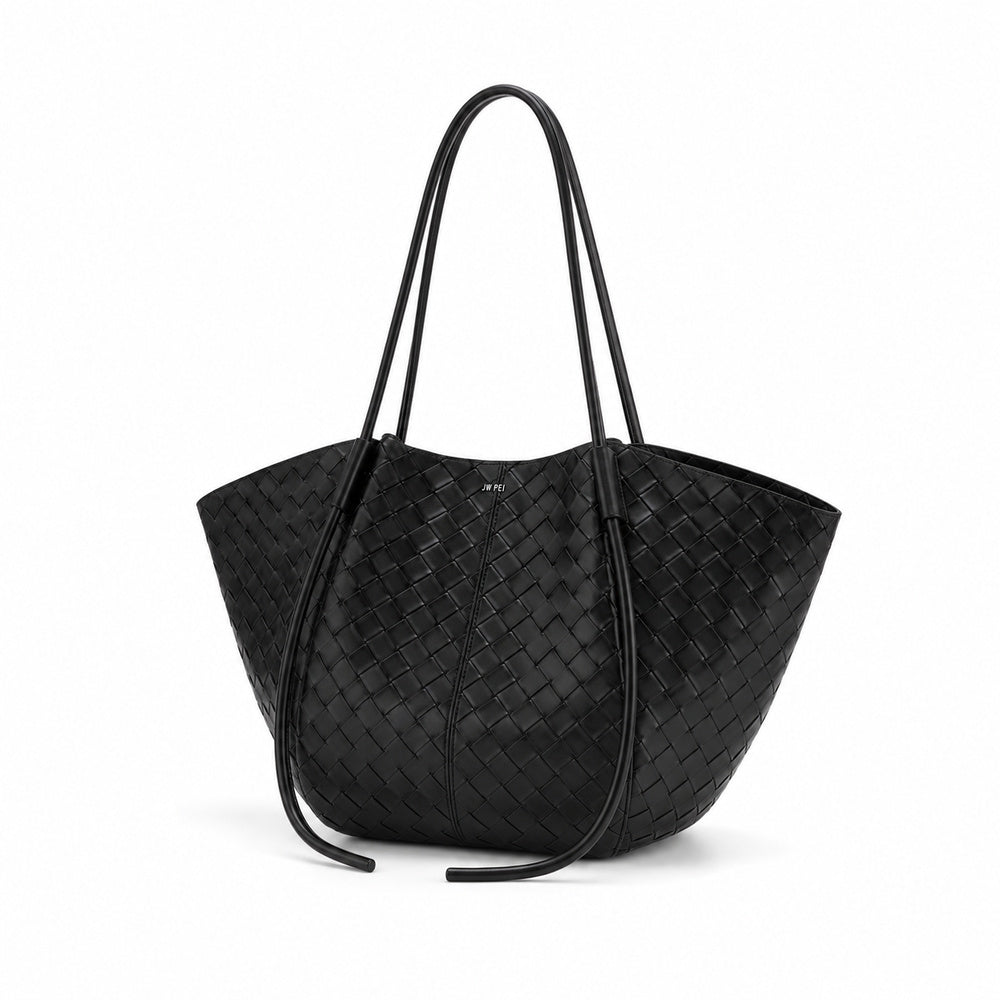 JW PEI Nala Wide Weave Texture Tote Bag  in Black