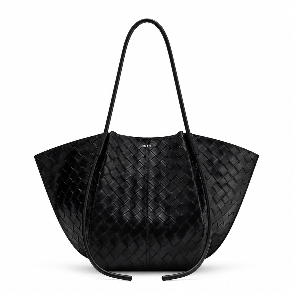 JW PEI Nala Wide Weave Texture Tote Bag  in Black