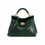 JW PEI Lucia Classic Top Handle Bag in Green Croc