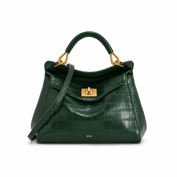 JW PEI Lucia Classic Top Handle Bag in Green Croc
