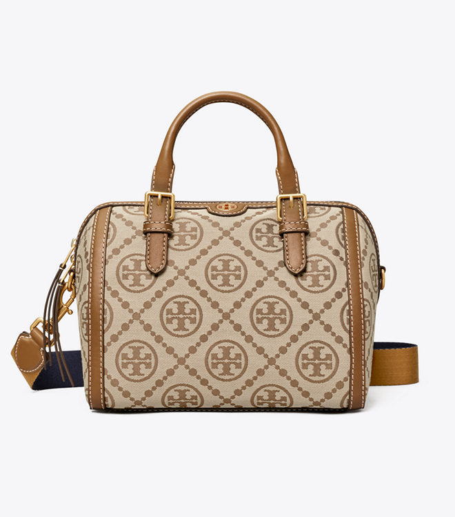 Tory Burch T Monogram barrel bag in camel