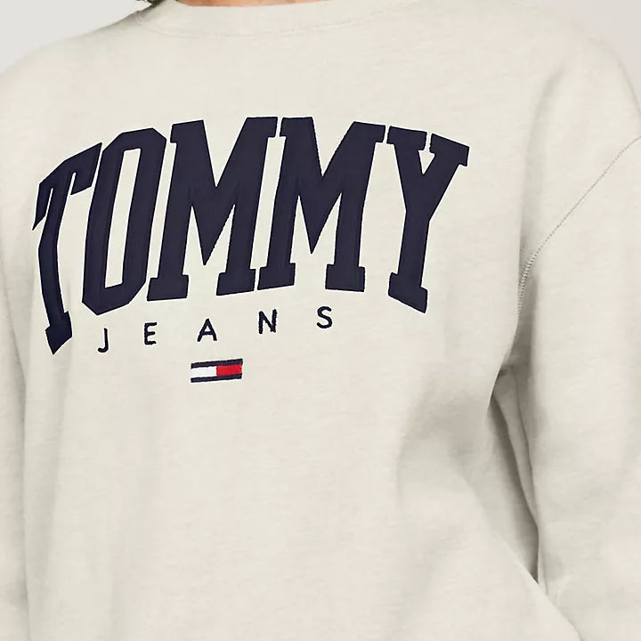 Tommy Hilfiger Embroidered TJ Varsity Logo Sweatshirt Off-White M