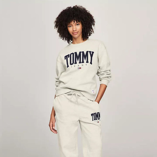 Tommy Hilfiger Embroidered TJ Varsity Logo Sweatshirt Off-White M