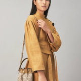 Tory Burch T Monogram Jacquard Mini Bucket Bag Hazelnut Brown