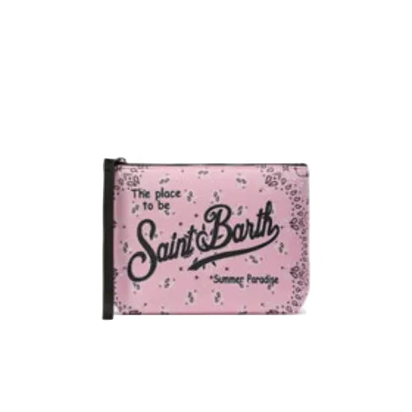 MC2 SAINT BARTH Aline scuba pouch with pink bandana print